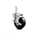 Service Caster 4 Inch Hard Rubber Wheel Swivel 7/8 Inch Square Stem Caster with Brake SCC SCC-SQ20S414-HRS-TLB-78